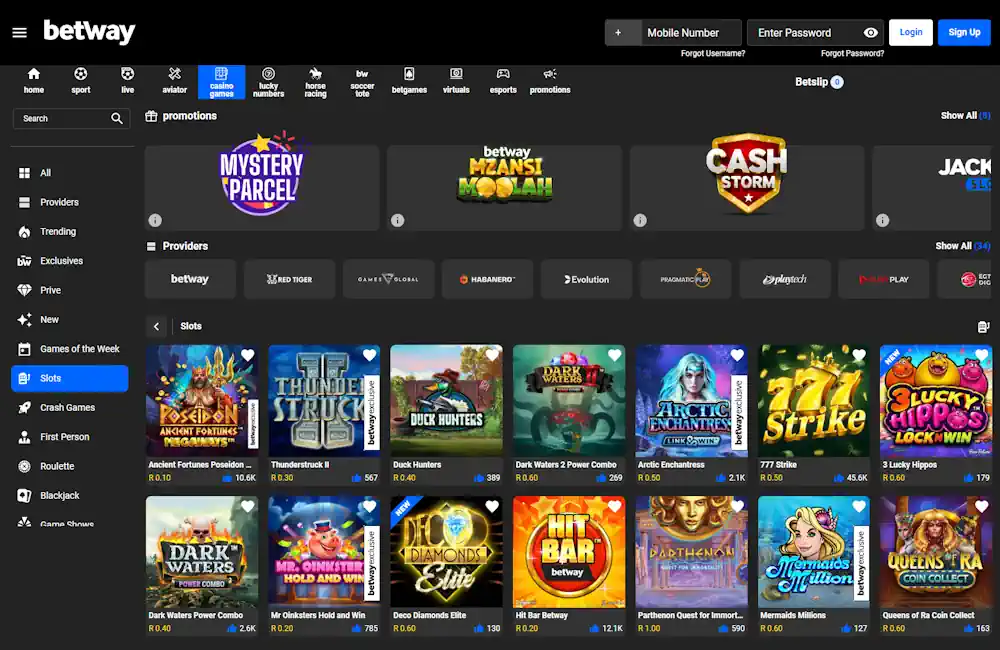 Betway Casino Slots Screenshot